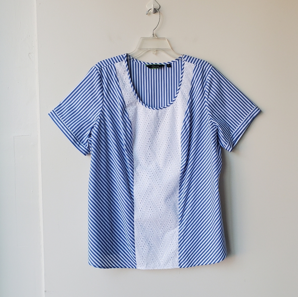 C. Wonder Stripe Eyelet Top